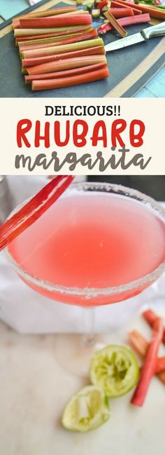 this delicious rhubarb margarita is made with only three ingredients and it's ready to be served