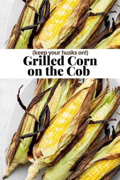 grilled corn on the cob with text overlay