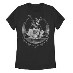 This beautiful Juniors' Lotus Flower Crescent Moon Graphic Tee is a must add to your graphic tee collection. In black. This beautiful Juniors' Lotus Flower Crescent Moon Graphic Tee is a must add to your graphic tee collection. In black. Crewneck Short sleeveFABRIC & CARE Cotton Imported Machine wash - Delicate Size: Small. Gender: female. Age Group: kids. Material: Cotton / Poly. Moon Graphic Tee, Moon Graphic, Graphic Tee Style, Black Crewneck, Floral Short, Floral Shorts, Graphic Tees Women, Black Media, Lotus Flower