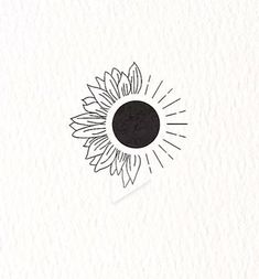 a drawing of a sunflower on a white paper with black circle in the center