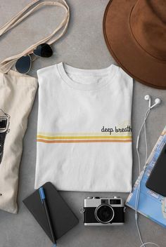 Deep Breaths Quote Vintage Sweatshirt Graphic White Sleeved | Etsy Good Vibes Shirt, Vegan Clothing, Vegan Shirt, Retro Gamer, Shirt Outfit, Custom Shirts, Heavy Cotton, Classic T Shirts