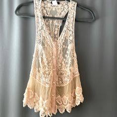 For Sale Is A Nwt Venus, Beige Lace Embroidered And Netting Sheer Vest Size Extra Small Comes From A Smoke-Free Home Spring Festival Lace Top, Bohemian Embroidered Lace Top For Spring, Casual Floral Embroidered Lace Top, Embroidered Lace V-neck Top, Festival Lace Tops With Floral Embroidery, Lace V-neck Tops For Festivals, Fitted Bohemian Embroidered Lace Top, Beige Floral Embroidery Tops For Festival, Sheer Vest