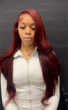 Frontal Wig Hairstyles, Birthday Hairstyles, Dyed Natural Hair, Burgundy Hair, Dope Hairstyles, Hair Ponytail Styles, Hair Crush, Red Head, Ponytail Styles