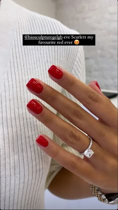 Nail Art Easy, Red Gel Nails, Nagellack Trends, Short Gel Nails, Red Acrylic Nails, Nagel Tips, Smink Inspiration, Work Nails, Casual Nails