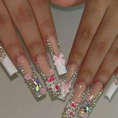 Super Cute And Stylish Ships In 5-10 Business Days Rose Makeup, Cute Character, Bling Acrylic Nails, Bling Nails, Dope Nails, Nail Games, Silver Roses