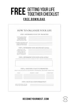 the free printable guide to get your life together checklist