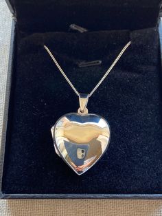 "Sterling silver heart locket Fully opening  Heart pendant approximately 33mm x 24mm 18\" chain  Brand new  Supplied with necklace box" Silver Heart Locket, Janet Guzman, Necklace Box, Heart Locket, Sterling Silver Heart, Silver Heart, Heart Pendant, Locket, Charm Necklace