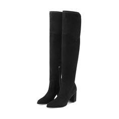 PRICES MAY VARY. Comfortable over the knee boots:The lining of these black over the knee high boots is skin-friendly and comfortable to wear with bare legs. The latex insole provides cushioning and breathability for a comfortable walk. Convenient thigh high boots:The TPR rubber outsole is durable, providing a sure footing while keeping stylish. The shoelace design on the top prevents the boots from falling down. Suede wide calf boots:Finished with a suede vamp wide calf design, the over-the-knee boots are smooth to touch. The slight stretch vamp helps to wrap your legs exactly. Chunky Heeled Design:Our thigh high boots with classic point-toe and mid-heel height chunky block heels, these thigh-high boots help to show off your fashionista, and make you stand out in the crowd. Versatile boots Winter Dress Boots, Thigh High Boots Chunky, Winter Dresses With Boots, Suede Thigh High Boots, Fall Winter Dress, Chunky Heeled Boots, Women's Over The Knee Boots, Thigh High Suede Boots, Boots Chunky