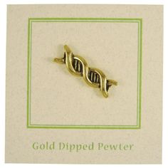 DNA Gold Lapel Pin DNA contains our hereditary material and our genes — it’s what makes us unique and DNA contains the instructions that are necessary for an organism to grow, develop, and reproduce. Our DNA pin is hand cast in solid, lead-free pewter and then dipped in 22K gold. All of our genetic pins have a US made, military style clasp back that keeps your pin secure on a white coat, hat, lanyard, or name badge. Our science pins arrive packaged on our signature presentation card, making them Science Pins, Est Sign, Presentation Cards, Family Crafts, Name Badges, White Coat, Gold Dipped, Hand Cast, Military Style