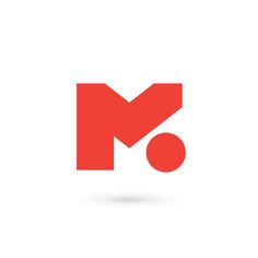 the letter m is made up of red letters and an orange circle on top of it