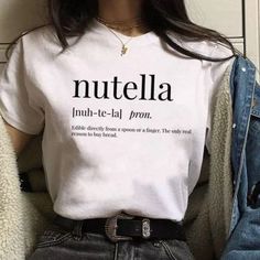 https://www.amazon.com/dp/B0BVKM4GMW Harajuku Women, Cute Graphic Tees, Aesthetic T Shirts, Casual Summer Tops, Aesthetic Shirts, Casual Outfit, Nutella, White Shirt, Casual Tops