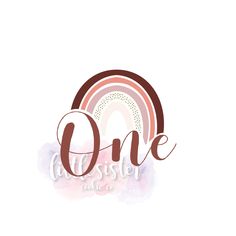 the word one is written in pink, brown and white with a rainbow on it