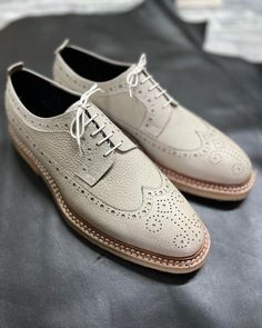 handmade leather shoe Wingtip Oxfords With Textured Sole, Men Cream, Wingtip Shoes, Leather Oxford Shoes, Handmade Leather Shoes, Mens Oxfords, Lace Up Shoes, Leather Shoes, Leather Handmade