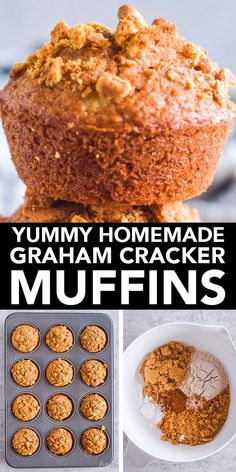 These are wholesome with a sweet and crumbly topping. First, graham cracker crumbs are mixed with whole wheat flour, brown sugar, and simple baking ingredients to create an easy and delicious muffin. Baked until golden brown, wholesome, filling, and delicious! Recipes With Graham Cracker Crumbs, Desserts With Graham Cracker Crumbs, Graham Cracker Crumb Recipes, How To Make Graham Cracker Crumbs, Whole Wheat Muffins, Simple Baking, Motherhood Tips