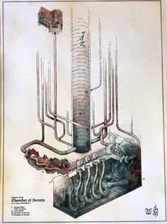 a drawing of an electrical device with pipes and wires