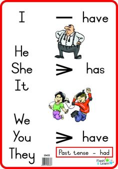 a poster with words that say i have, he she has, we have, and they