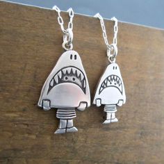 Mother Daughter Shark Girl Necklace Set - Set of Two Sterling Silver Shark Necklaces Shark Mask, Friends With Kids, Mother Daughter Necklaces Set, Silver Cat Pendant, Owl Necklace Silver, Cat Necklace Silver, Silver Shark, Shark Girl, Shark Necklace