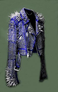 Lin Miranda, Spiked Leather Jacket, Punk Leather Jacket, Metal Outfit, Punk Jacket, Steampunk Woman, Cyberpunk 2020, Custom Leather Jackets, Bodysuit Costume