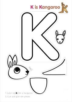 the letter k is kangaroo coloring page with an image of a kangaroo and another animal