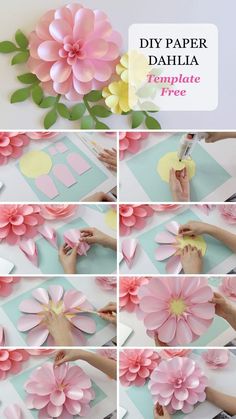 how to make paper dahlia flowers with the instructions for making them look like they are cut