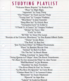 the cover of studying playlist, which is lined up with lines in red and white