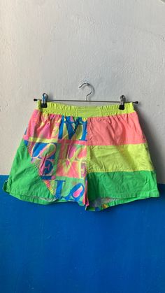 Good condition neon shorts  Waist line on elastic band 40cm Spongebob Costumes, Spongebob Costume, Dark Mountains, Neon Shorts, 90s Shorts, Waist Line, 80s Outfit, Wind Breaker, Short Waist