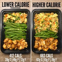 two plastic trays filled with different types of food