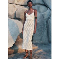 New With Tag Brand Zara Seller: @Chloethy Zara S/S 2024 Collection Midi Dress With V-Neckline And Spaghetti Straps. Tonal Crochet Trim At Hem. Color Sand | 0858/026 Outer Shell Main Fabric 81% Cotton 18% Polyester 1% Elastane Secondary Fabric 98% Cotton 2% Elastane Details 100% Cotton Elegant V-neck Crochet Dress For Summer, Chic V-neck Crochet Dress For Day Out, Chic Fitted Crochet Dress With Spaghetti Straps, Chic Crochet Spaghetti Straps Fitted Dress, Elegant Crochet V-neck Summer Dress, White Chic Crochet Dress With Ruffles, Fitted V-neck Crochet Dress For Brunch, Chic Beige Crochet V-neck Dress, Chic Fitted V-neck Crochet Dress