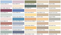 the color chart for different shades of paint