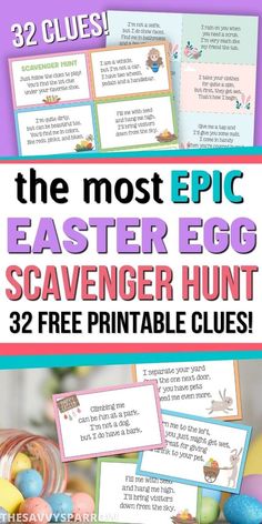 the easter egg scavenger hunt with free printable clues for kids to use