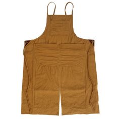 a brown apron with two straps on it's back and one in the front