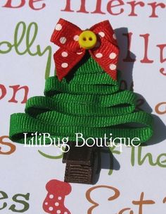 LiliBug Winter Christmas Tree Hair Clip by LiliBugBoutique on Etsy, $5.50 Christmas Tree Hair, Winter Christmas Tree, Christmas Tree Ribbon, Tree Ribbon, Ribbon Pin, Holiday Hair, Holiday Christmas Tree, Christmas Pins, Ribbon Crafts