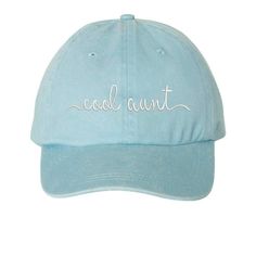 Details Show your aunt some love with this cool aunt baseball hat. Or are you the cool aunt then rock this washed cap with the perfect message and is a wardrobe need. Size + Fit - Unisex washed dad hat embroidered with Cool Aunt- Adjustable, strap with antique buckle for custom fit- Low profile, unstructured, 6-panel- Head circumference: 20 ½” - 21 ⅝” Content + Care - 100% Cotton- Hand wash cold- Embroidered in sunny Los Angeles, California with love Shipping & Returns - We ship next day Mon