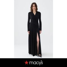 in stock Sleek Evening Dresses For Fall, Elegant Fall Maxi Dress For Night Out, Elegant Maxi Dress For Fall Night Out, Fall Elegant Black Maxi Dress, Elegant Black Maxi Dress For Fall, Chic Fall Maxi Dress For Evening, Chic Maxi Dress For Evening In Fall, Sleek Spring Maxi Dress For Dinner, Luxury Black Long Sleeve Winter Dress