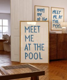 there is a sign that says meet me at the pool