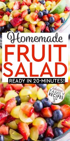 homemade fruit salad is ready in 20 minutes and it's so good to eat