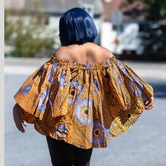 Off shoulder women Africa print top - Marcy Boutique Flare Tops Blouses, Off Shoulder Ankara Top, Africa Print, Ankara Tops, African Print Tops, African Inspired Clothing, Flare Top, African Clothing Styles, African Design Dresses