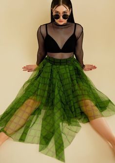 Green Plaid Tulle Skirt - Kate Hewko Trend Aesthetic, Casual Academia, Casual Grunge, Flamboyant Gamine, Dopamine Dressing, Tech Industry, Punk Inspiration, Vanilla Girl, Fashion Revolution