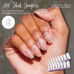 an advertisement for nail art with glitters on it