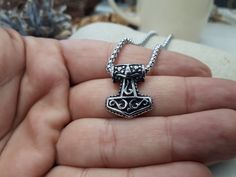 Thor hammer pendant - Viking jewelry. Thors hammer necklace - Thor hammer necklace for men - dainty Thor hammer necklace - Hammer of Thor | Norse Amulet | Nordic Necklace | Viking Jewelry 🦋 FREE GIFT BOX WRAPPING (7$ worth). Buy Now! 🦋 Check out our silver Mjolnir selection for the very best in unique or custom, handmade Nordic jewelry pieces and my Viking pendants q necklaces collection . Over 225 Viking items to choose from! Mjolnir Pendants | Thor's Hammer / Valknut / Celtic Jewelry | Nordi Thor Hammer Necklace, Sturdy Stainless Steel Jewelry For Gifts, Sturdy Stainless Steel Jewelry As A Gift, Nordic Necklace, Hammer Necklace, Nordic Jewelry, Necklaces Collection, Hammer Of Thor, Thor's Hammer Necklace