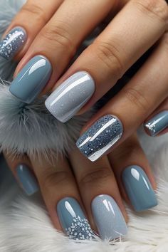 Jill Aesthetic, Nails Invierno, Manicure Nail Designs, Fall Gel Nails, Silver Nail, Fancy Nails Designs, Her Nails, Makijaż Smokey Eye, July Nails