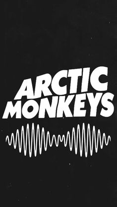 the arctic monkeys logo is shown on a black background with white letters that read arctic monkeys