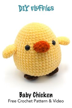 Free Baby Chicken Amigurumi crochet pattern Crochet Spring Patterns, Chick Crochet, Easy Beginner Crochet Patterns, Baby Chicken, Cozy Crochet Patterns, Crochet Cow, Crochet Animals Free Patterns