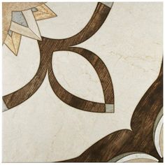 an artistic tile design with brown and white colors