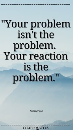 an image with the quote your problem isn't the problem, your reaction is the problem