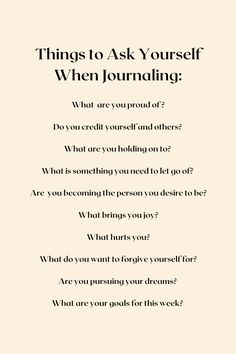 a poem with the words'things to ask yourself when journaling'on it