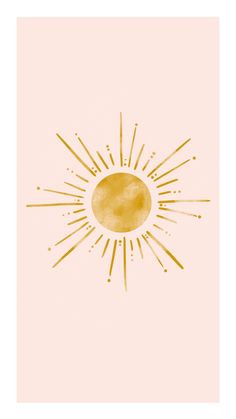 an illustration of the sun in gold on a pink background