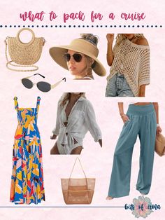 what to pack for a cruise in the sun, beachwear and accessories on display