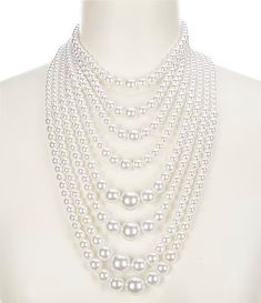 pearl necklace: Women's Statement Necklaces | Dillard's Pearl Long Necklace, Night Music, Pearl Statement Necklace, Pearl Necklace Designs, Statement Collar Necklace, Statement Necklaces, Pakistani Bridal, House Of Harlow, Freshwater Pearl Necklaces