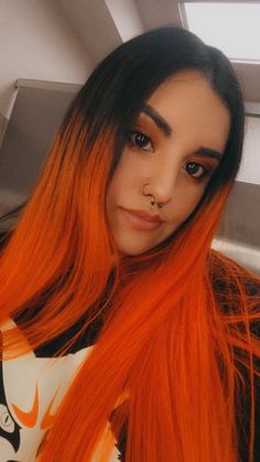 Orange And Black Hair Color, Black And Orange Hair, Hair Dye For Dark Hair, Dye For Dark Hair, Orange And Black Hair, Orange Ombre Hair, Orange Hair Dye, Dark Hair Dye, Yellow Hair Color